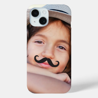 Coque Pour iPhone 15 Faites votre propre Moustache amusante / Photo Mou