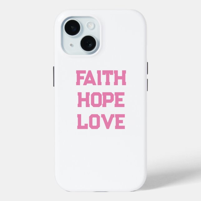 Coques Case-Mate iPhone Faith Hope Aimer blanc rose (Verso)