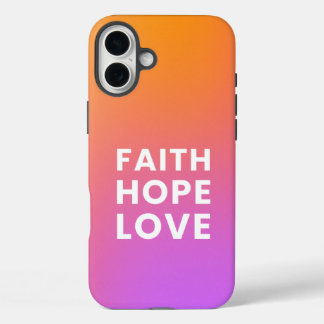 Coque Pour iPhone 16 Plus Faith Hope Love Gradient Color Orange Purple