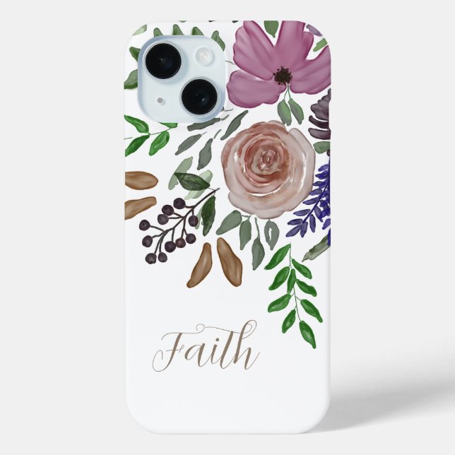 Coques Case-Mate iPhone Faith Moderne Feminine Christian Blanc Floral (Verso)