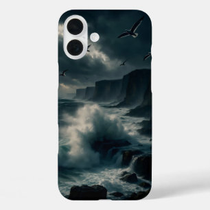 Coque Pour iPhone 16 Plus Falaises côtières pendant une tempête