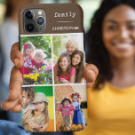 Case-Mate iPhone Case Famille 4 Photo Collage Chocolat Brown Personnalis<br><div class="desc">Créez votre propre étui téléphonique personnalisé pour iphone 11 pro max et de nombreux autres modèles. Le design comprend un collage photo de style grille avec 4 de vos photos préférées, votre nom et le mot "famille". Le modèle photo est configuré pour vous permettre d'ajouter vos photos, en travaillant dans...</div>
