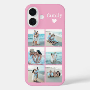 Coque Pour iPhone 16 Famille 6 Photo Rose