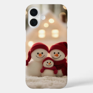Coque Pour iPhone 16 Famille de bonhomme de neige mignon Noël d'hiver