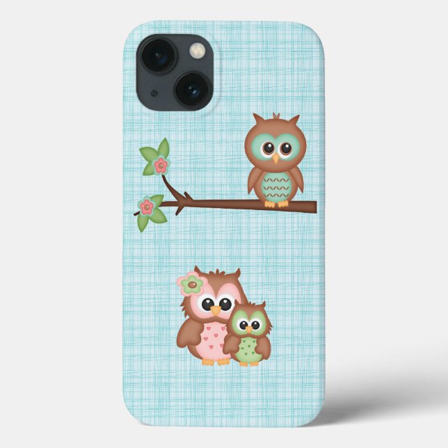 Coques Case-Mate iPhone Famille De Chouette Cute Avec Fleur (Verso)