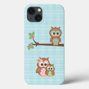iPhone 13 Coque Famille De Chouette Cute Avec Fleur