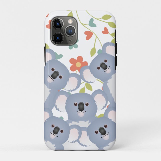 Coques Case-Mate iPhone Famille de koalas avec fleur et feuilles (Dos)