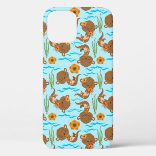Case-Mate iPhone Case Famille de loutres Fleurs orange Floral Animal aqu