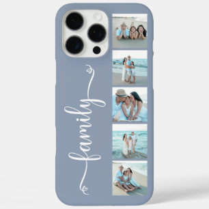 Coque iPhone 16 Pro Max Famille de polices de caractères Photo Bleu Poussi