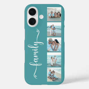 Coque Pour iPhone 16 Famille de polices Photo Sarcelle