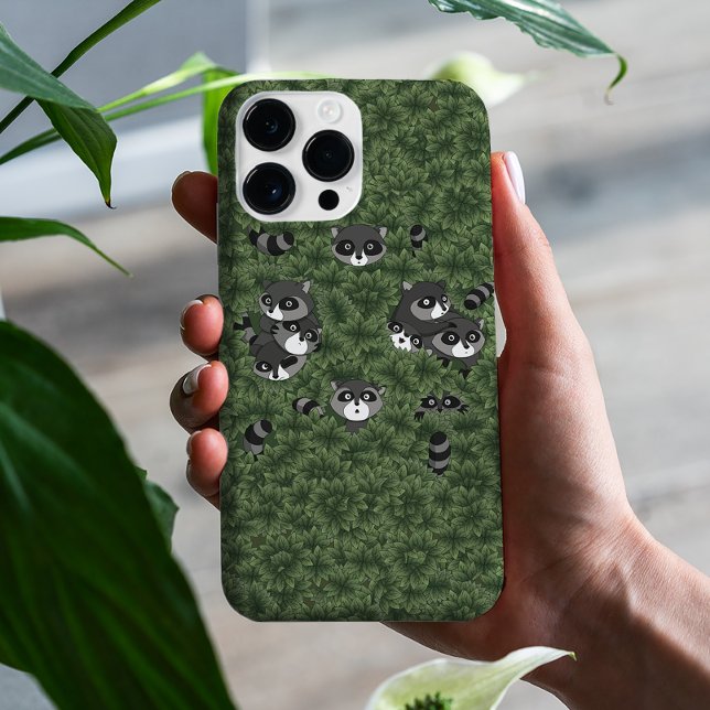 Coques Case-Mate iPhone Famille de ratons laveurs dans un buisson (Créateur téléchargé)