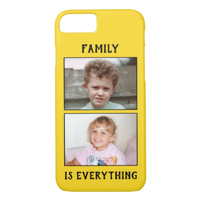 Coques Case-Mate iPhone Famille est tout 2 photos de vos enfants jaune (Dos)