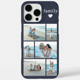 Coque iPhone 16 Pro Max Famille Moderne 6 Photo Bleu Gris Navy