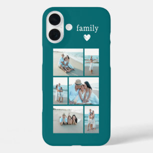 Coque Pour iPhone 16 Plus Famille moderne 6 Photo Sarcelle