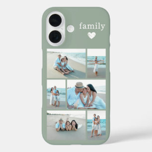 Coque Pour iPhone 16 Famille Moderne 6 Photo Vert Sauge