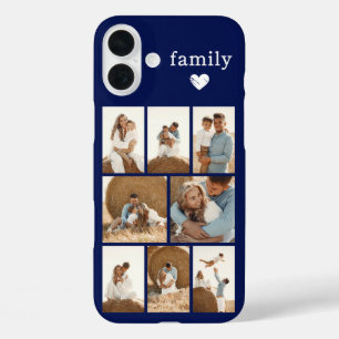 Coque Pour iPhone 16 Plus Famille Moderne 8 Photo Bleu Marine