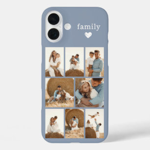 Coque Pour iPhone 16 Plus Famille Moderne 8 Photo Bleu Poussiéreux