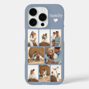 Coque iPhone 16 Pro Famille Moderne 8 Photo Bleu Poussiéreux