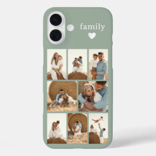 Coque Pour iPhone 16 Plus Famille Moderne 8 Photo Vert Sauge