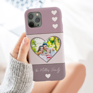 Coque Case-Mate iPhone FAMILLE moderne Photo Memory Script Coeur avec nom