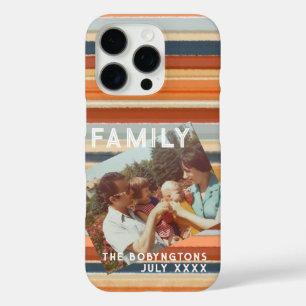 Coque iPhone 16 Pro Famille photo personnalisée retro coucher de solei