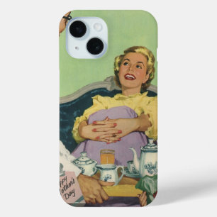 Coque Case-Mate iPhone Famille Rétro Sert le Petit Déjeuner au Lit à Mama