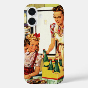 Coques iPhone 16 Famille Vintage, Maman avec des Enfants, Snacks da