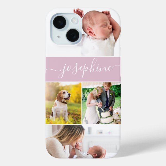 Coques Case-Mate iPhone Family Memories nom personnalisé Script rose (Verso)