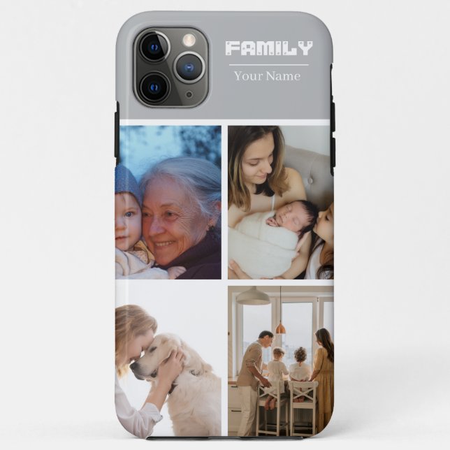 Coques Case-Mate iPhone Family Photo Collage Gray 4 Picture (Dos)
