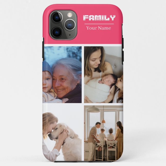 Coques Case-Mate iPhone Family Photo Collage Pink 4 Picture (Dos)