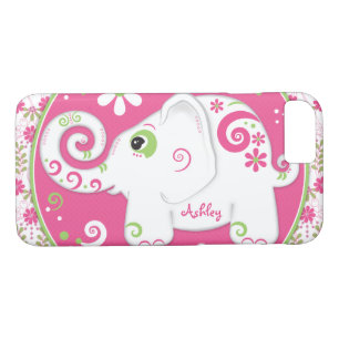 Coques Pour iPhone Fancy Vert Eléphant Rose Floral