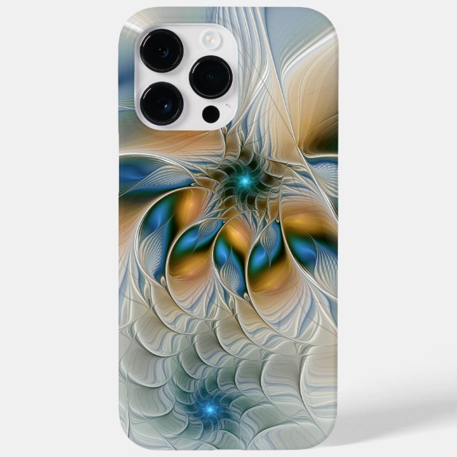 Coques Case-Mate iPhone Fantaisie abstraite et fractale avec du bleu (Verso)