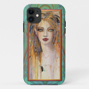 Coque iPhone 11 Fantaisie de femme belle et distante, art abstrait