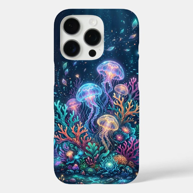 Coques Case-Mate iPhone Fantaisie de méduses lumineuses sous l'océan sous- (Verso)