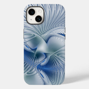Coque Case-Mate iPhone Fantaisie dynamique Abstrait Tons bleus Art fracta