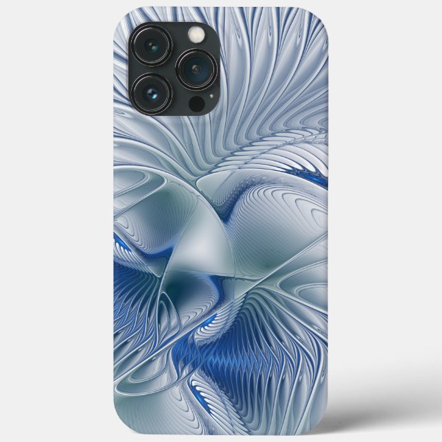Coques Case-Mate iPhone Fantaisie dynamique Abstrait Tons bleus Art fracta (Verso)