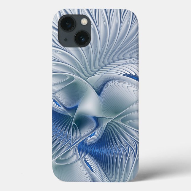 Coques Case-Mate iPhone Fantaisie dynamique Abstrait Tons bleus Art fracta (Verso)