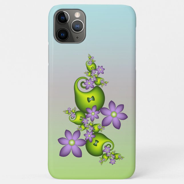 Coques Case-Mate iPhone Fantaisie florale fleurs lilas formes vertes fract (Dos)