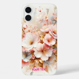 Coque Pour iPhone 16 Plus Fantaisie Rose Pâle Sakura Mignon