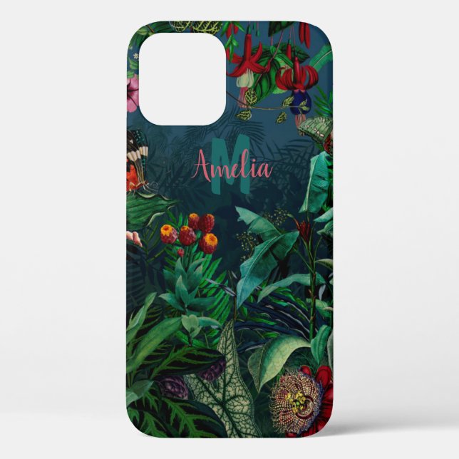 Coques Case-Mate iPhone Fantastique Fabulous Midnight Rainforest Monogramm (Verso)