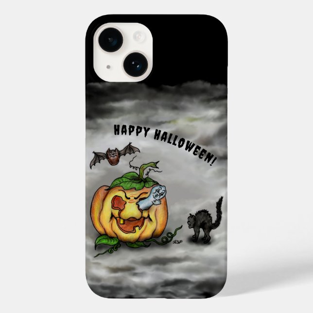 Coques Case-Mate iPhone Fantôme, Chat, Chat et Citrouille, Bonne Halloween (Verso)