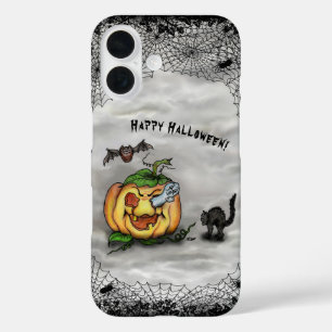 Coque Pour iPhone 16 Fantôme, Chat, Chat et Citrouille, Bonne Halloween