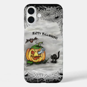 Coque Pour iPhone 16 Plus Fantôme, Chat, Chat et Citrouille, Bonne Halloween