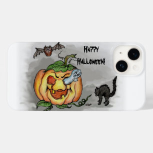 Coque Case-Mate iPhone Fantôme, chauve-souris et chat, Bonne Halloween !