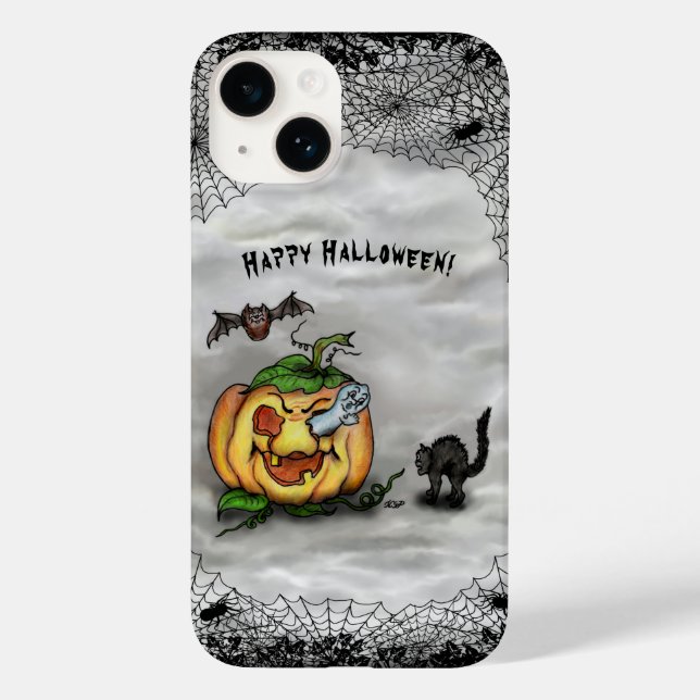 Coques Case-Mate iPhone Fantôme, chauve-souris et chat, Bonne Halloween ! (Verso)