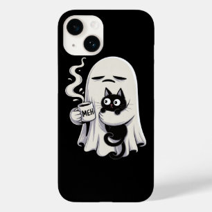 Coque Case-Mate iPhone Fantôme Grincheux Chat Noir Meh Café Humeur du Mat