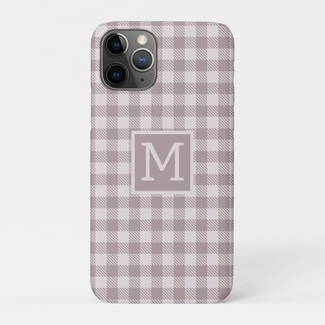 Coques Case-Mate iPhone Farmhouse Buffalo Check Plaid Beige Monogramme (Dos)