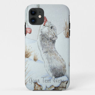 Coque Case-Mate iPhone faune mignonne de scène de neige d'hiver de souri