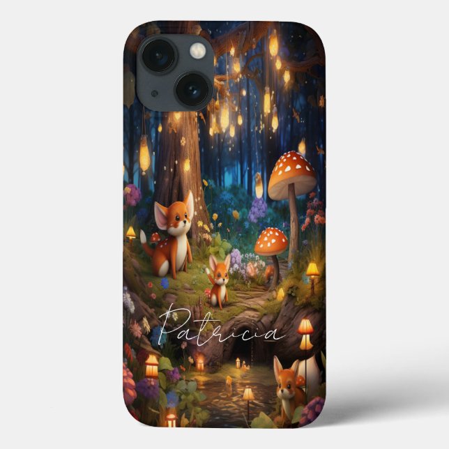 Coques Case-Mate iPhone Faune Whimsical - Cute Animal Foxes Champignons (Verso)