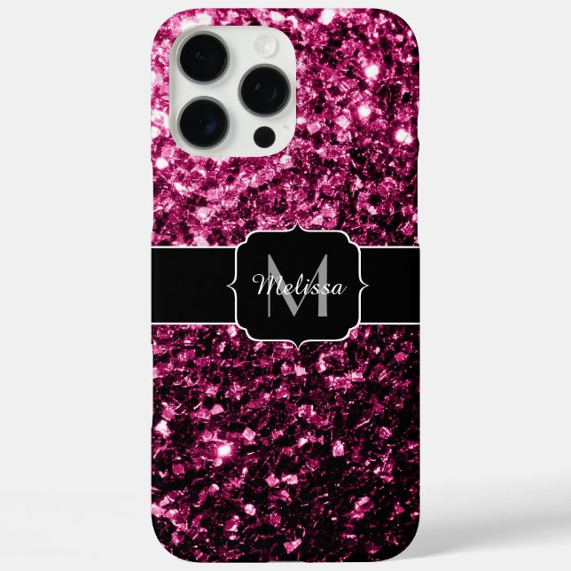 Coques Case-Mate iPhone Faux brillant rose foncé paillettes scintillent Mo (Verso)